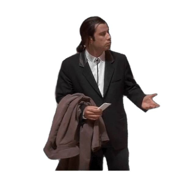 Confused John Travolta from the movie Pulp Fiction